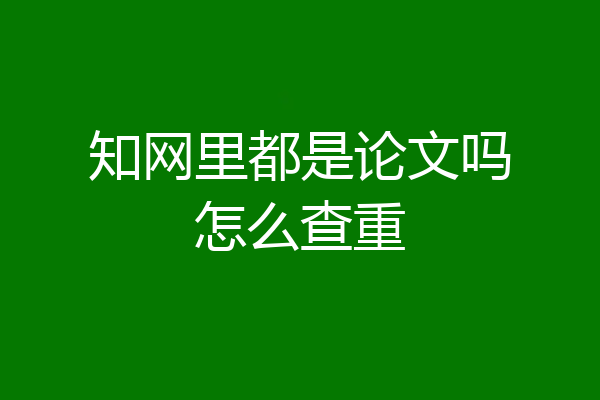 知网里都是论文吗怎么查重