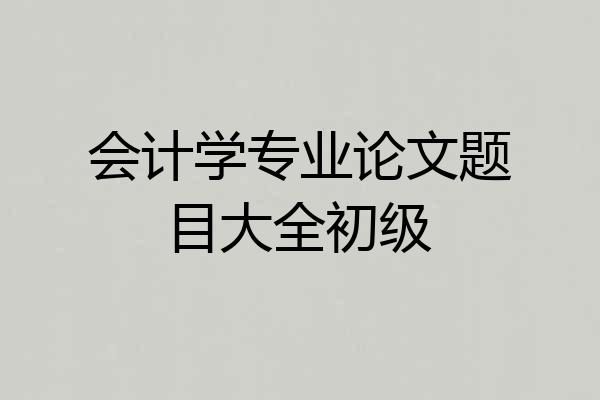 会计学专业论文题目大全初级