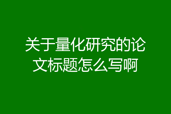 关于量化研究的论文标题怎么写啊