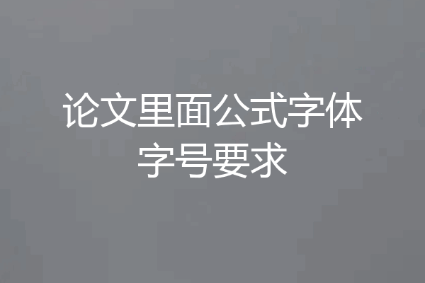 论文里面公式字体字号要求