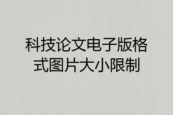 科技论文电子版格式图片大小限制