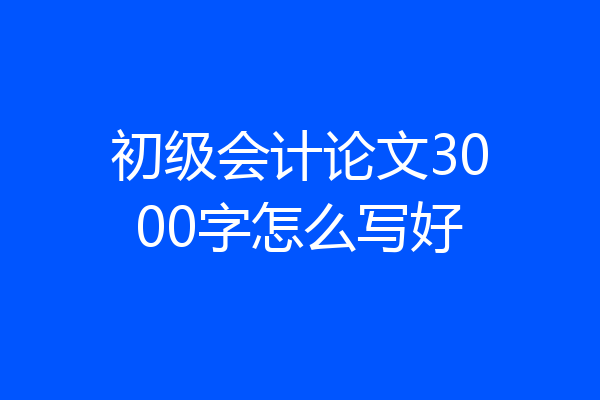 初级会计论文3000字怎么写好