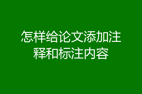 怎样给论文添加注释和标注内容
