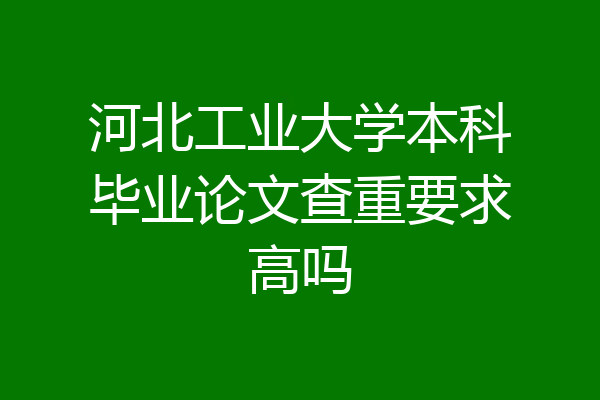 河北工业大学本科毕业论文查重要求高吗