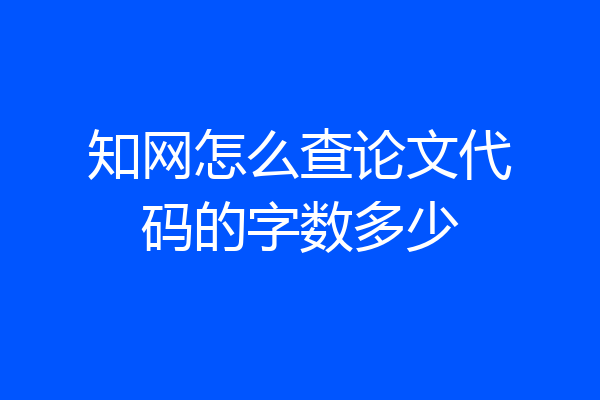 知网怎么查论文代码的字数多少