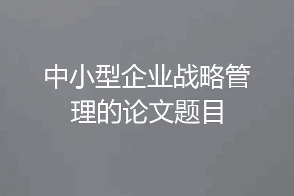 中小型企业战略管理的论文题目