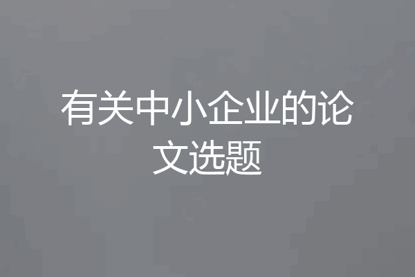 有关中小企业的论文选题