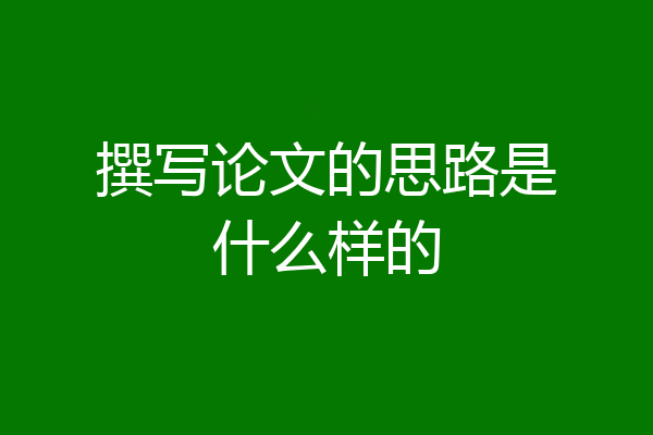 撰写论文的思路是什么样的