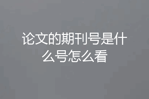 论文的期刊号是什么号怎么看