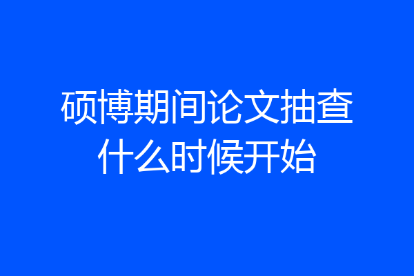 硕博期间论文抽查什么时候开始