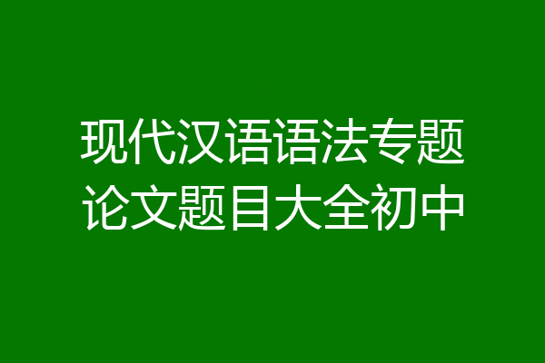 现代汉语语法专题论文题目大全初中