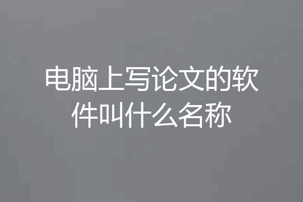 电脑上写论文的软件叫什么名称
