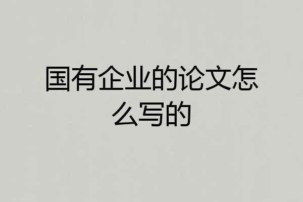 国有企业的论文怎么写的