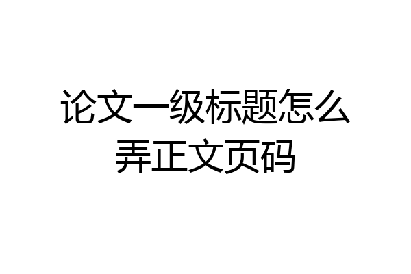 论文一级标题怎么弄正文页码