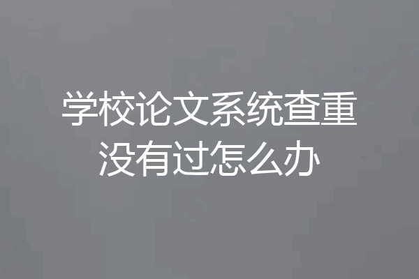 学校论文系统查重没有过怎么办