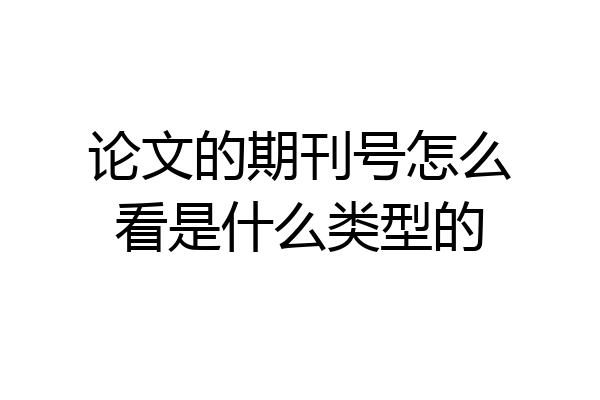 论文的期刊号怎么看是什么类型的