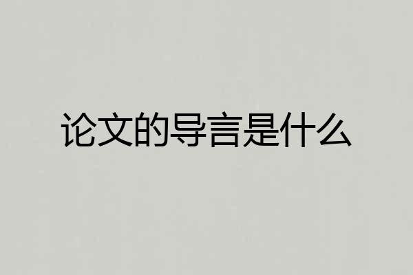 论文的导言是什么