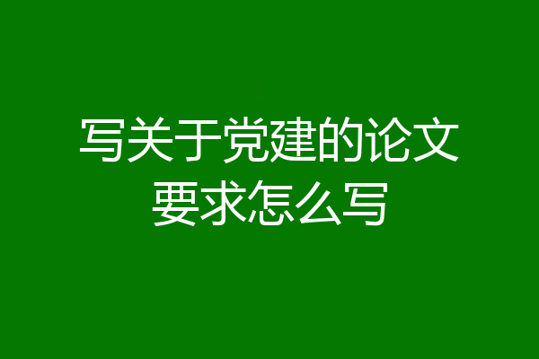写关于党建的论文要求怎么写