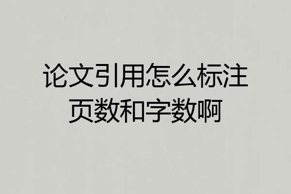 论文引用怎么标注页数和字数啊