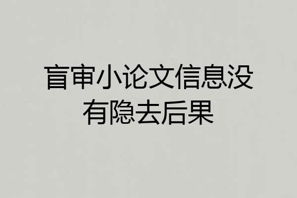 盲审小论文信息没有隐去后果