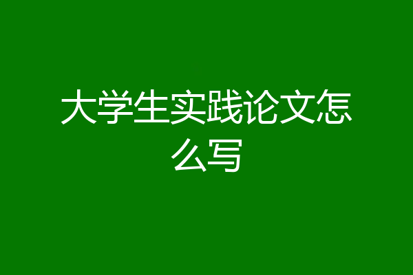 大学生实践论文怎么写