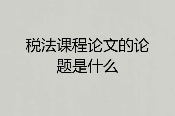 税法课程论文的论题是什么
