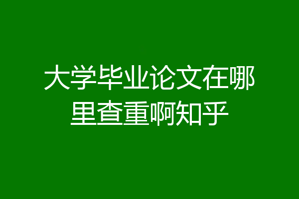 大学毕业论文在哪里查重啊知乎