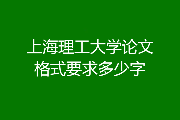 上海理工大学论文格式要求多少字