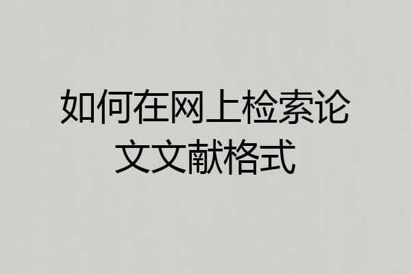 如何在网上检索论文文献格式