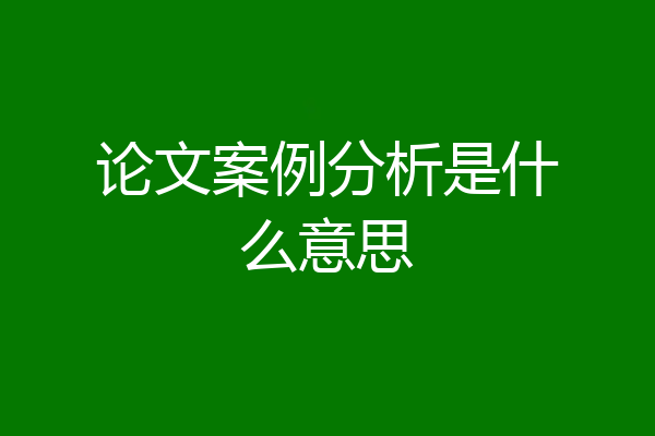 论文案例分析是什么意思