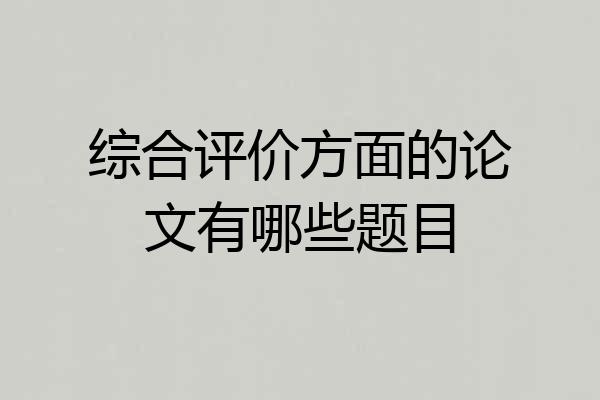 综合评价方面的论文有哪些题目
