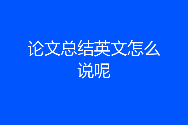 论文总结英文怎么说呢