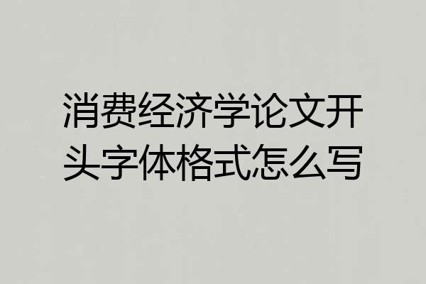 消费经济学论文开头字体格式怎么写