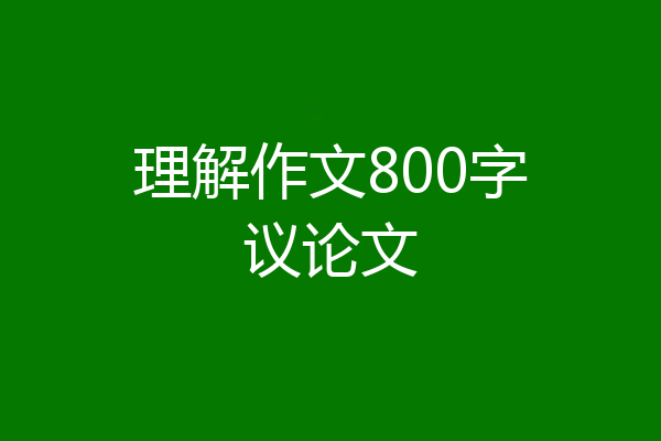 理解作文800字议论文
