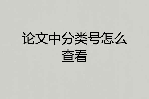 论文中分类号怎么查看