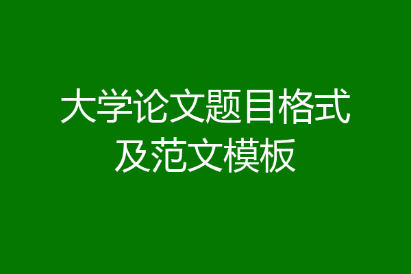 大学论文题目格式及范文模板