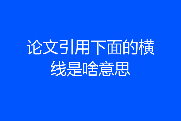 论文引用下面的横线是啥意思