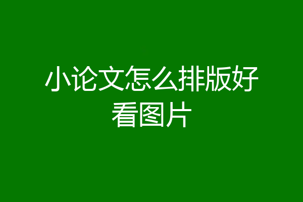 小论文怎么排版好看图片
