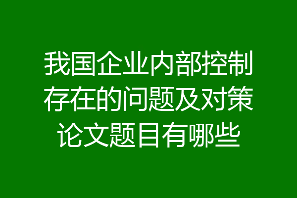 我国企业内部控制存在的问题及对策论文题目有哪些