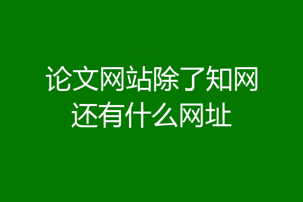 论文网站除了知网还有什么网址