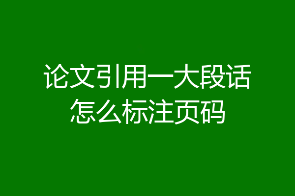 论文引用一大段话怎么标注页码