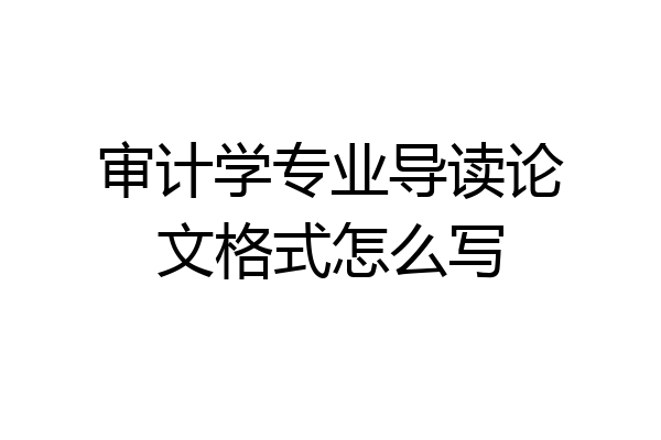 审计学专业导读论文格式怎么写