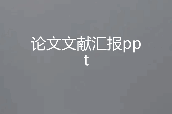 论文文献汇报ppt