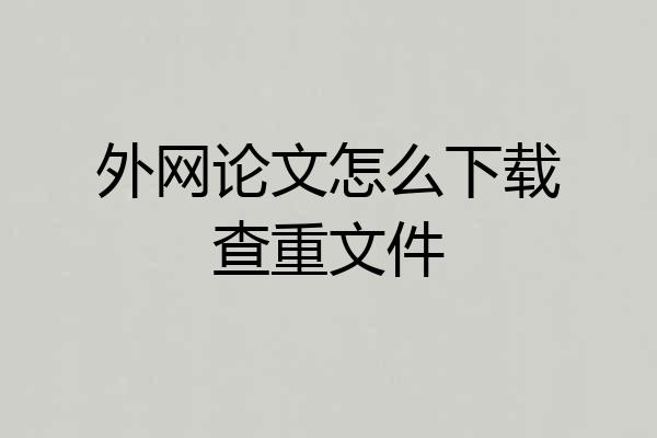 外网论文怎么下载查重文件