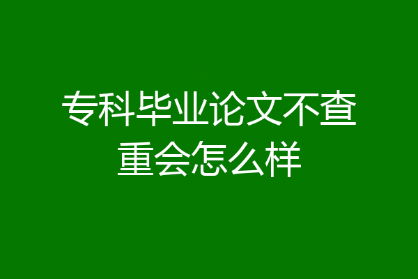 专科毕业论文不查重会怎么样