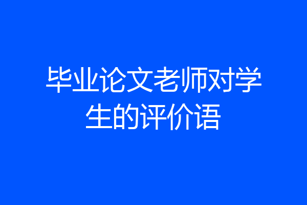 毕业论文老师对学生的评价语