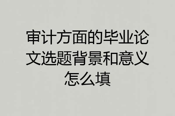 审计方面的毕业论文选题背景和意义怎么填