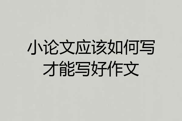 小论文应该如何写才能写好作文