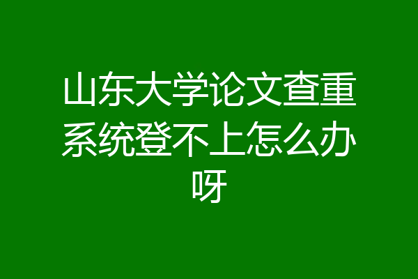山东大学论文查重系统登不上怎么办呀