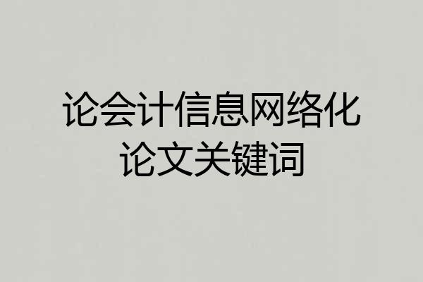 论会计信息网络化论文关键词